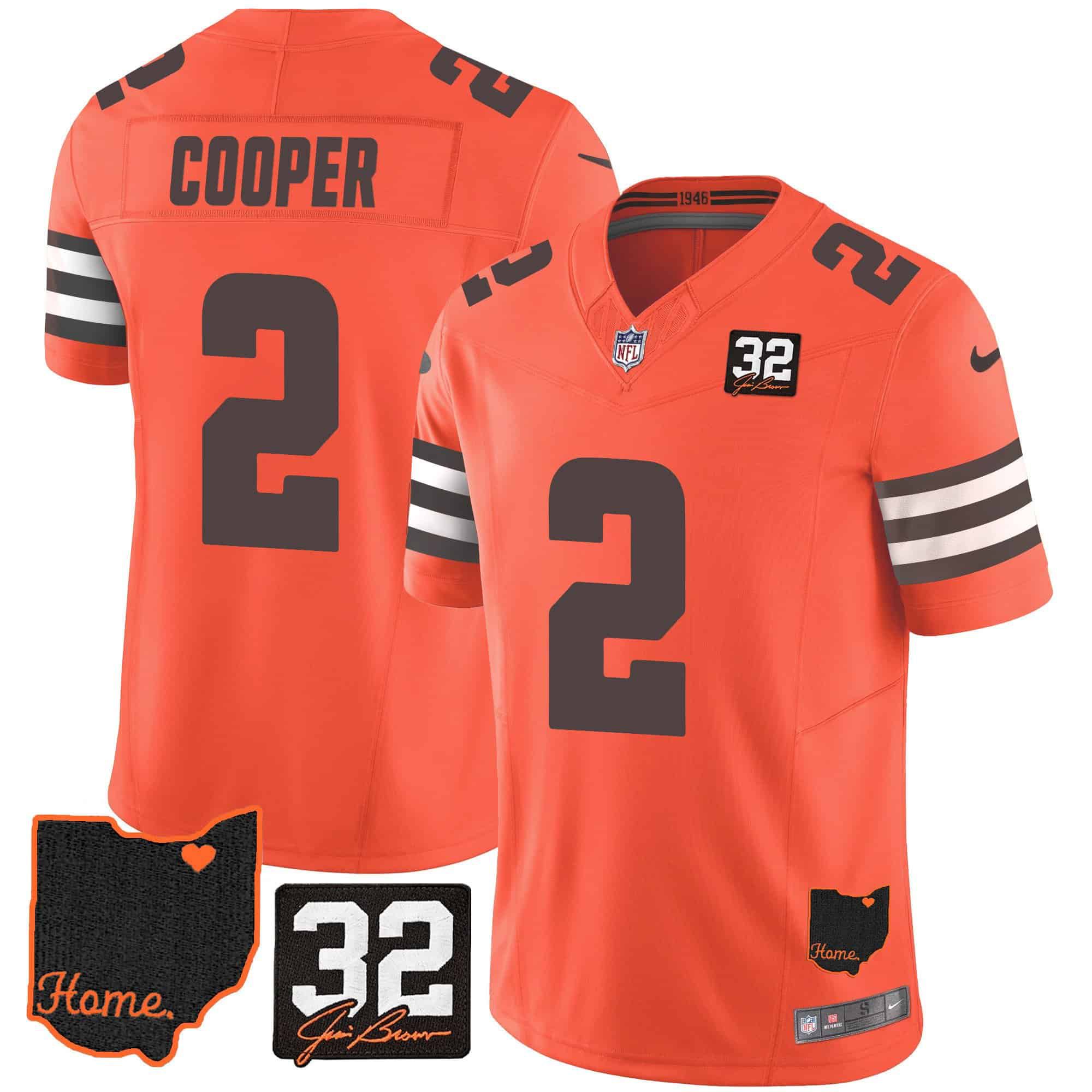 Men Cleveland Browns #2 Cooper Orange Memorial Home Patch 2024 Nike NFL Jersey->indianapolis colts->NFL Jersey